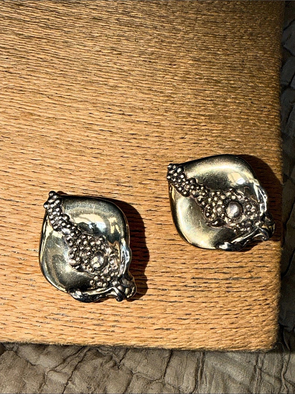 Sterling silver vintage artist made Statement Clip-On Earrings